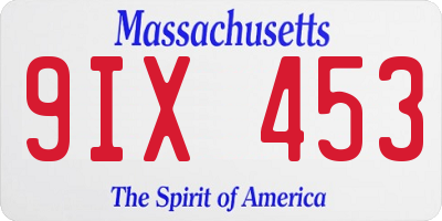 MA license plate 9IX453