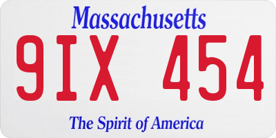 MA license plate 9IX454
