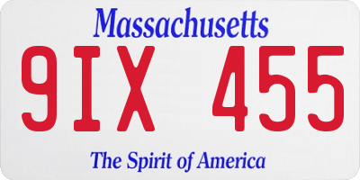 MA license plate 9IX455