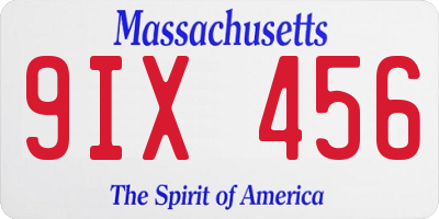 MA license plate 9IX456