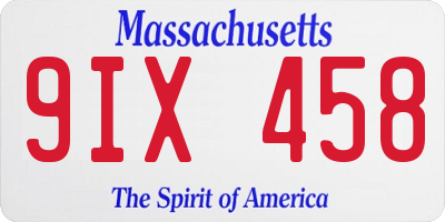 MA license plate 9IX458