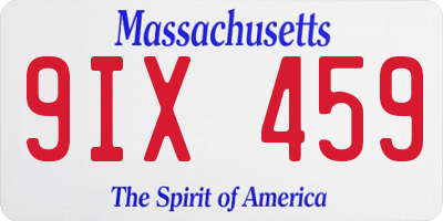 MA license plate 9IX459