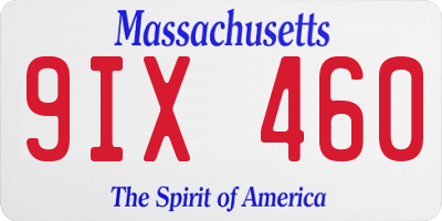 MA license plate 9IX460