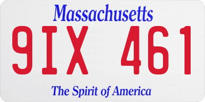 MA license plate 9IX461