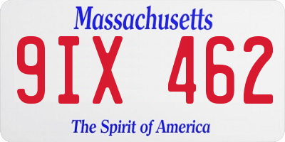MA license plate 9IX462