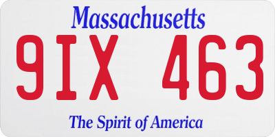 MA license plate 9IX463