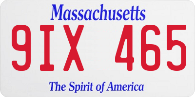 MA license plate 9IX465