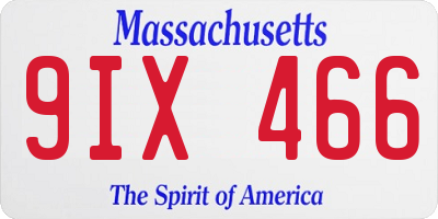 MA license plate 9IX466