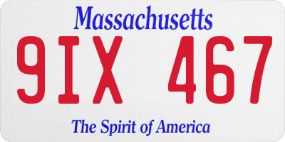 MA license plate 9IX467