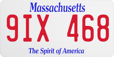 MA license plate 9IX468