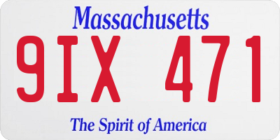 MA license plate 9IX471