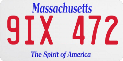 MA license plate 9IX472