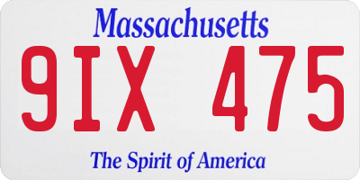 MA license plate 9IX475