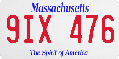 MA license plate 9IX476