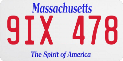 MA license plate 9IX478