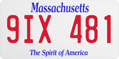 MA license plate 9IX481