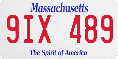 MA license plate 9IX489