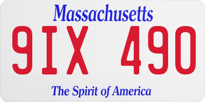 MA license plate 9IX490