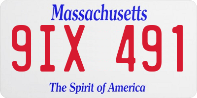 MA license plate 9IX491