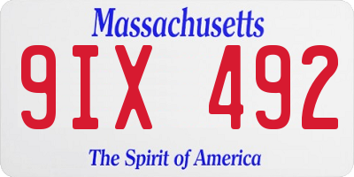 MA license plate 9IX492