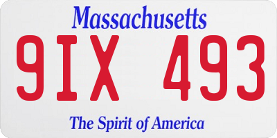 MA license plate 9IX493
