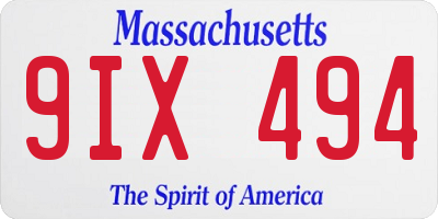 MA license plate 9IX494