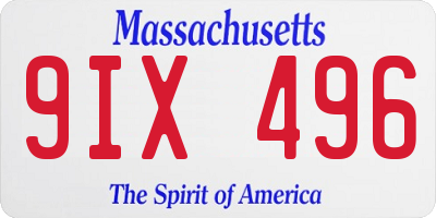 MA license plate 9IX496