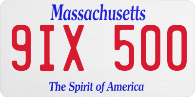 MA license plate 9IX500