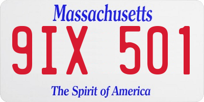 MA license plate 9IX501