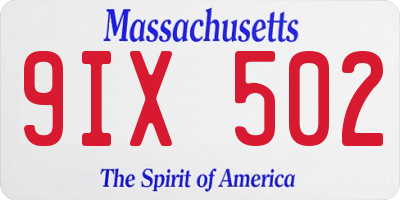 MA license plate 9IX502