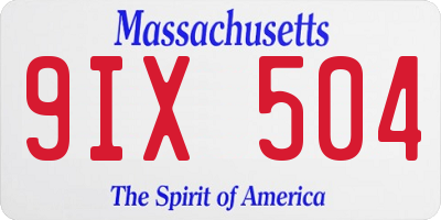 MA license plate 9IX504