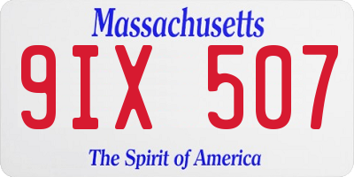 MA license plate 9IX507