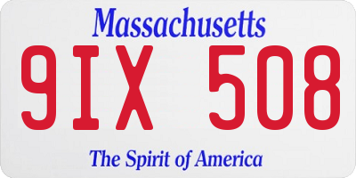 MA license plate 9IX508