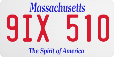 MA license plate 9IX510