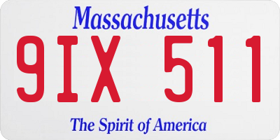 MA license plate 9IX511