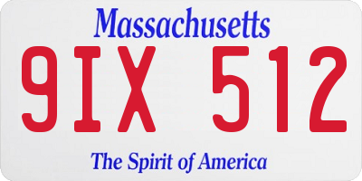 MA license plate 9IX512