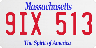 MA license plate 9IX513