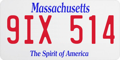 MA license plate 9IX514