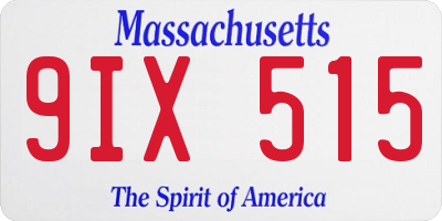 MA license plate 9IX515