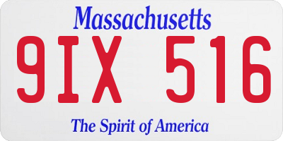 MA license plate 9IX516