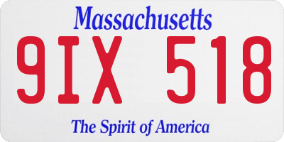 MA license plate 9IX518