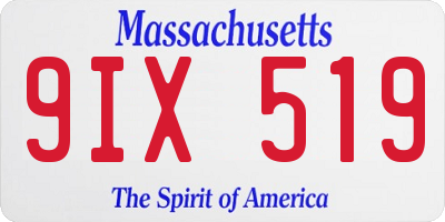 MA license plate 9IX519