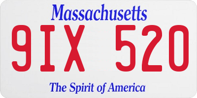 MA license plate 9IX520