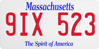 MA license plate 9IX523