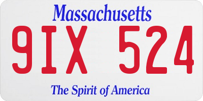 MA license plate 9IX524