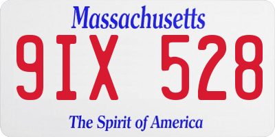 MA license plate 9IX528