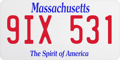 MA license plate 9IX531