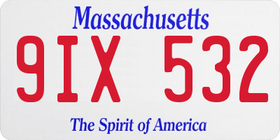 MA license plate 9IX532