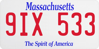 MA license plate 9IX533