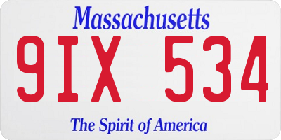 MA license plate 9IX534